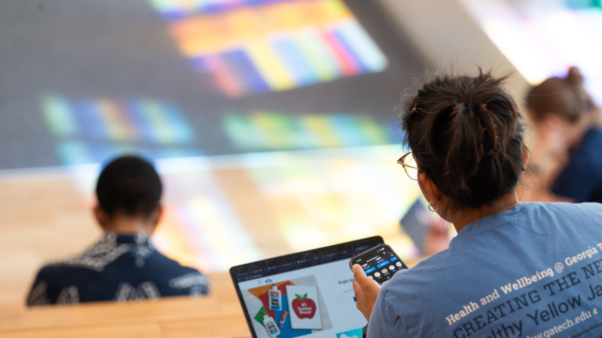 Students in Library on steps